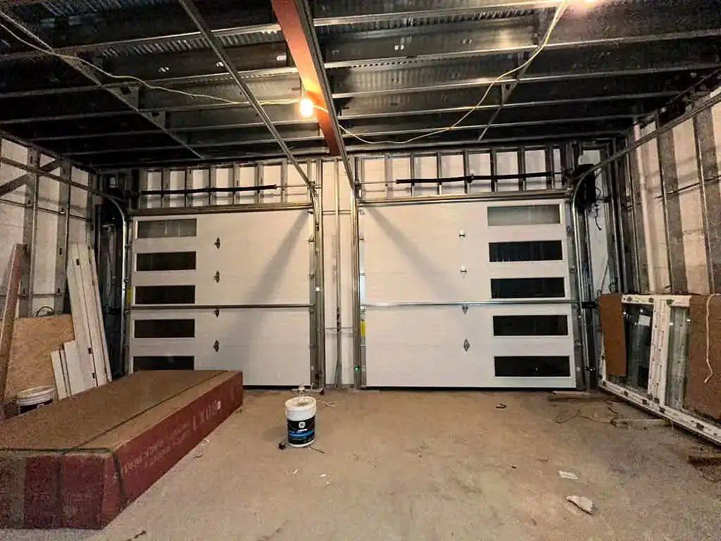 Inside view of a modern door mid-install