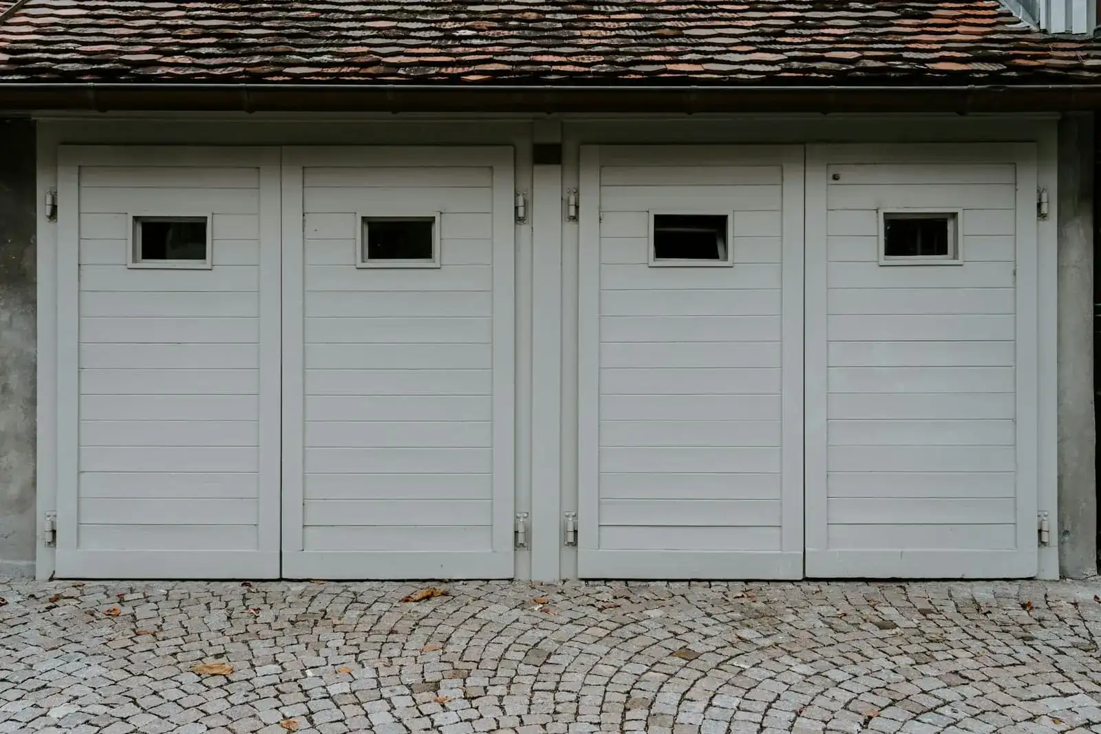 Classic raised-panel door with top-row windows